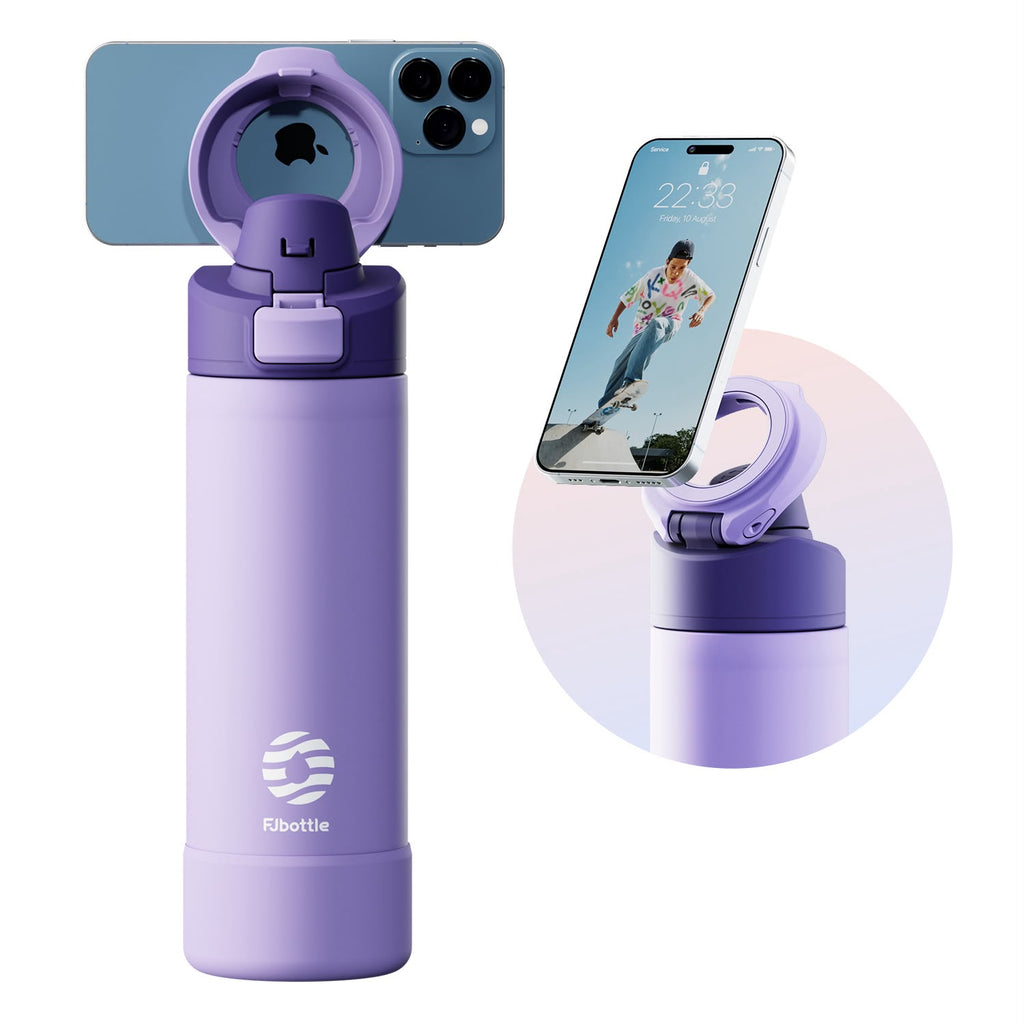 Purple 710 ml magnetic phone holder water bottle