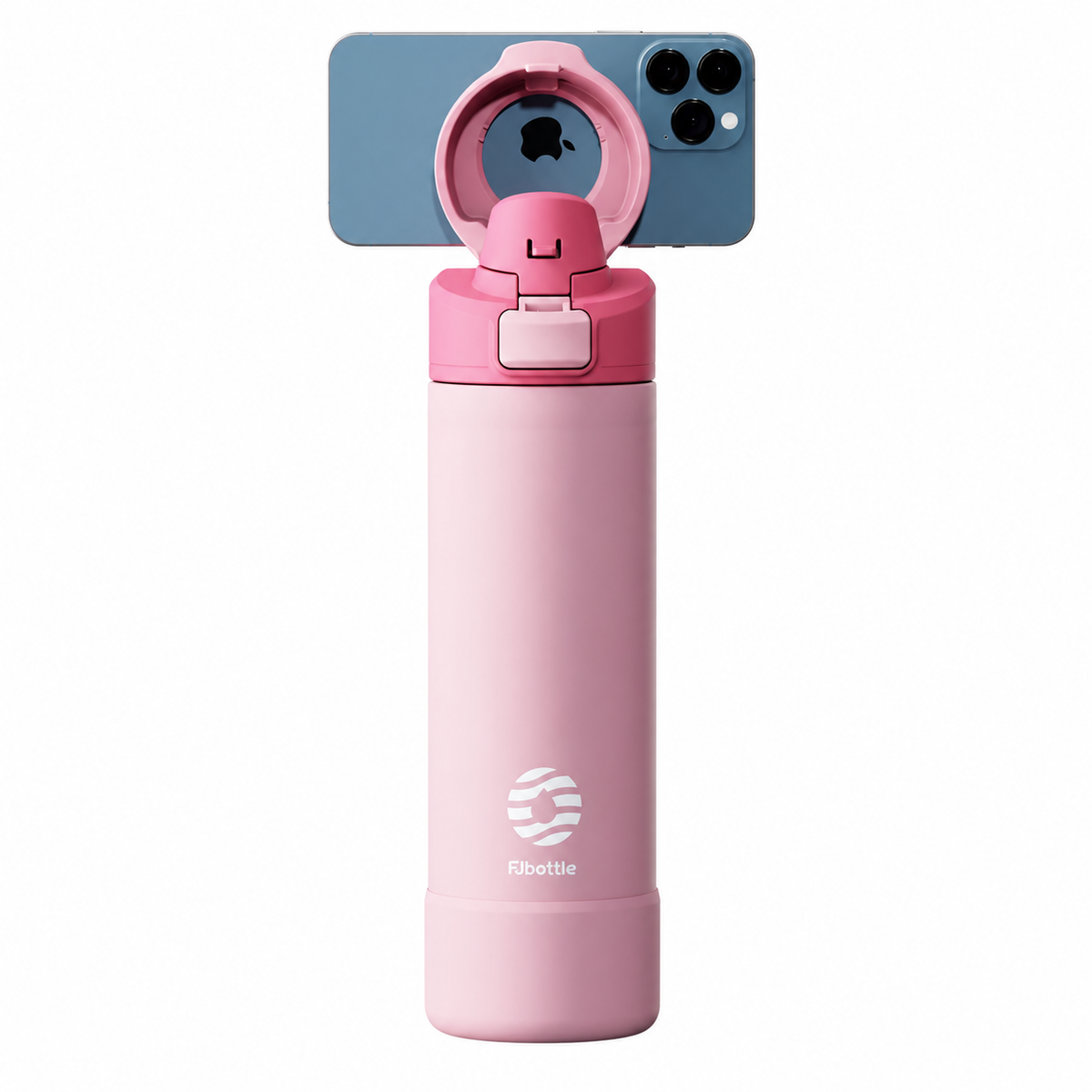 Pink 710ml magnetic phone holder water bottle