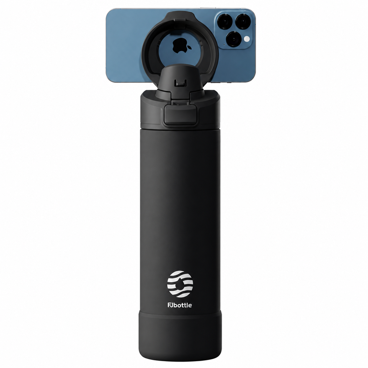 Black 710ml magnetic phone holder water bottle