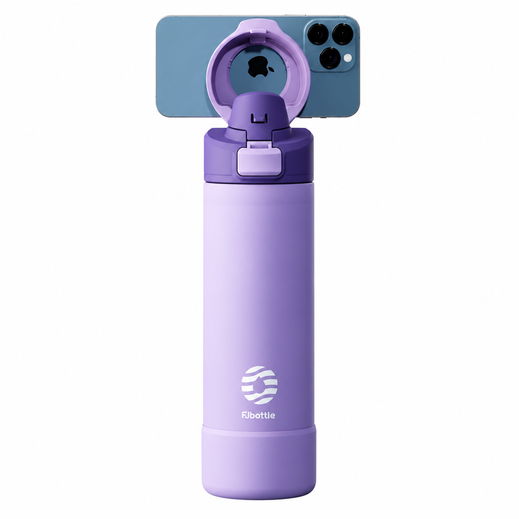 Purple 710 ml magnetic phone holder water bottle